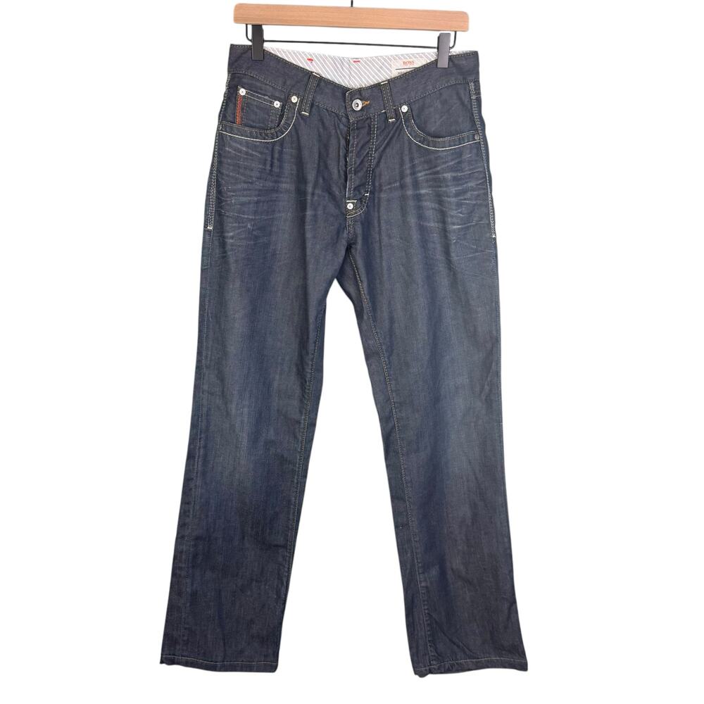 Boss Hugo Boss Regular Fit Jean Men Size W 32 L32 Dark Blue Lightweight Causal